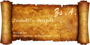 Zsohár Anikó névjegykártya